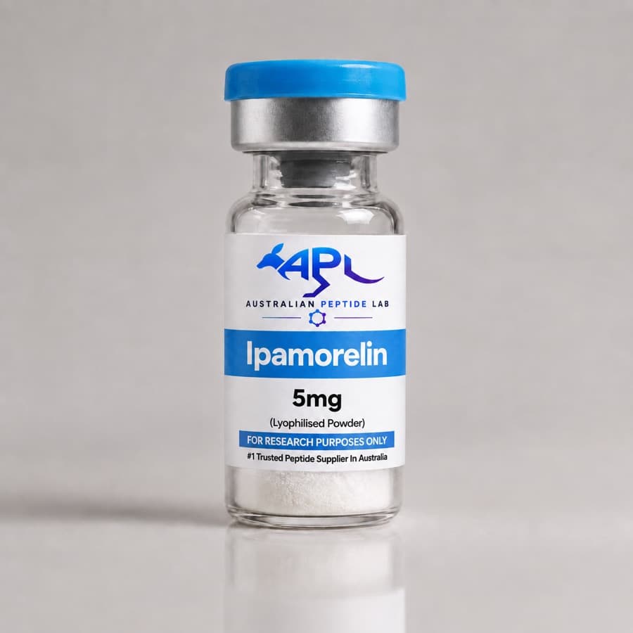 Ipamorelin lyophilised research peptide vial — Australian Peptide Lab